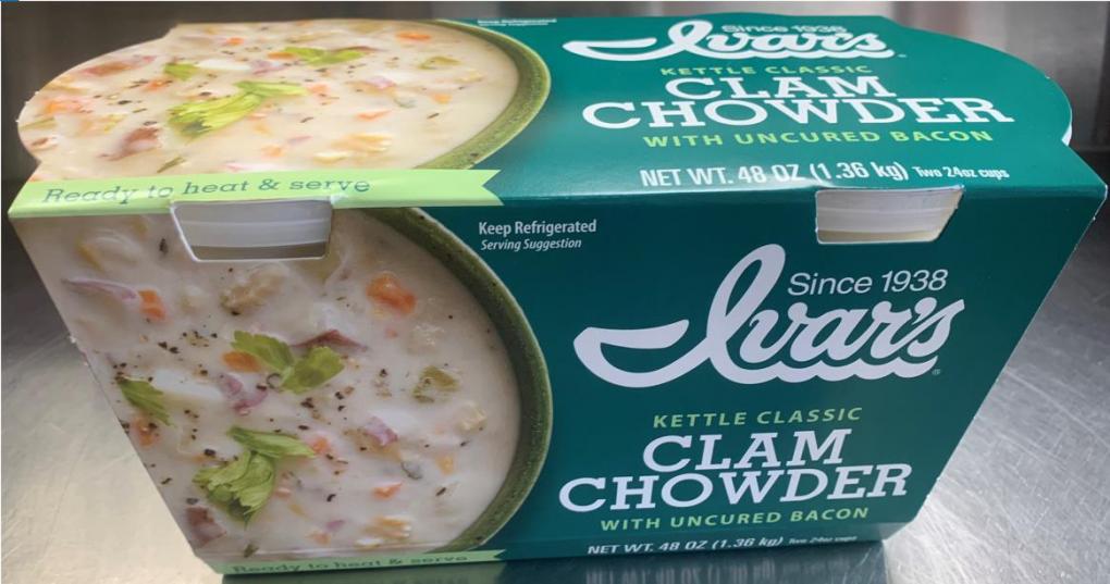Ivars Soup and Sauce Co. Recalls Clam Chowder Due to Potential Presence of Plastic