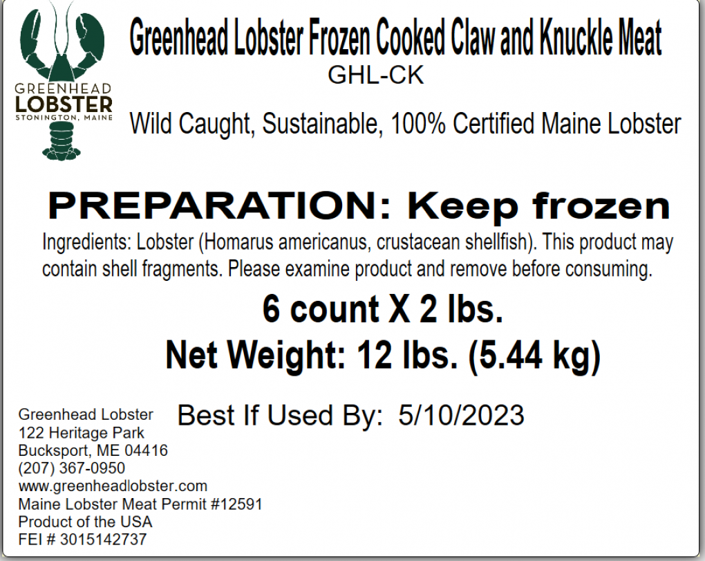 Greenhead Lobster Products Recalls Frozen Cooked Lobster Due to Listeria Monocytogenes