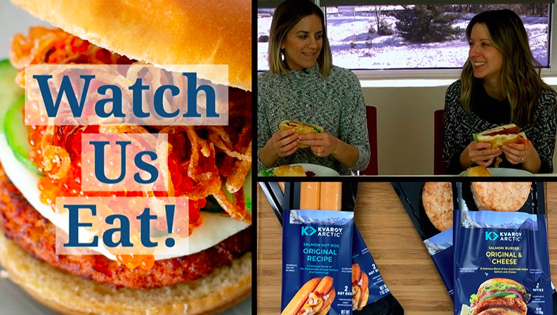Watch Us Eat! We Try Kvarøy Arctics Salmon Hot Dogs and Burgers