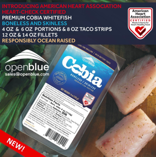 Open Blue Cobia Now Available at Retail and Certified by the American Heart Association